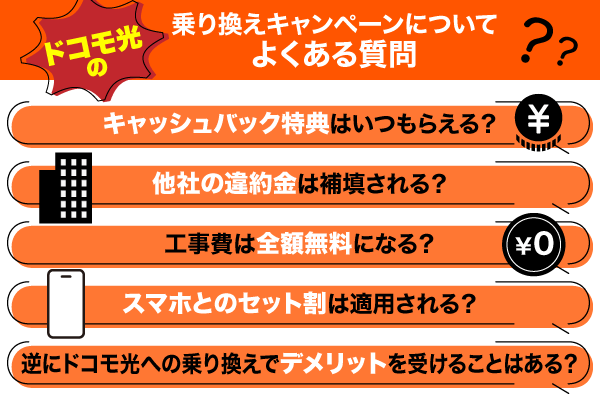 ドコモ光の乗り換えキャンペーンについてよくある質問一覧